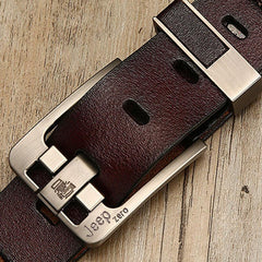 Men's Leather Waist Strap Belt with Pin Buckle