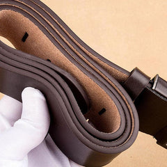 Men's Leather Waist Strap Belt with Pin Buckle