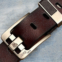 Men's Leather Waist Strap Belt with Pin Buckle