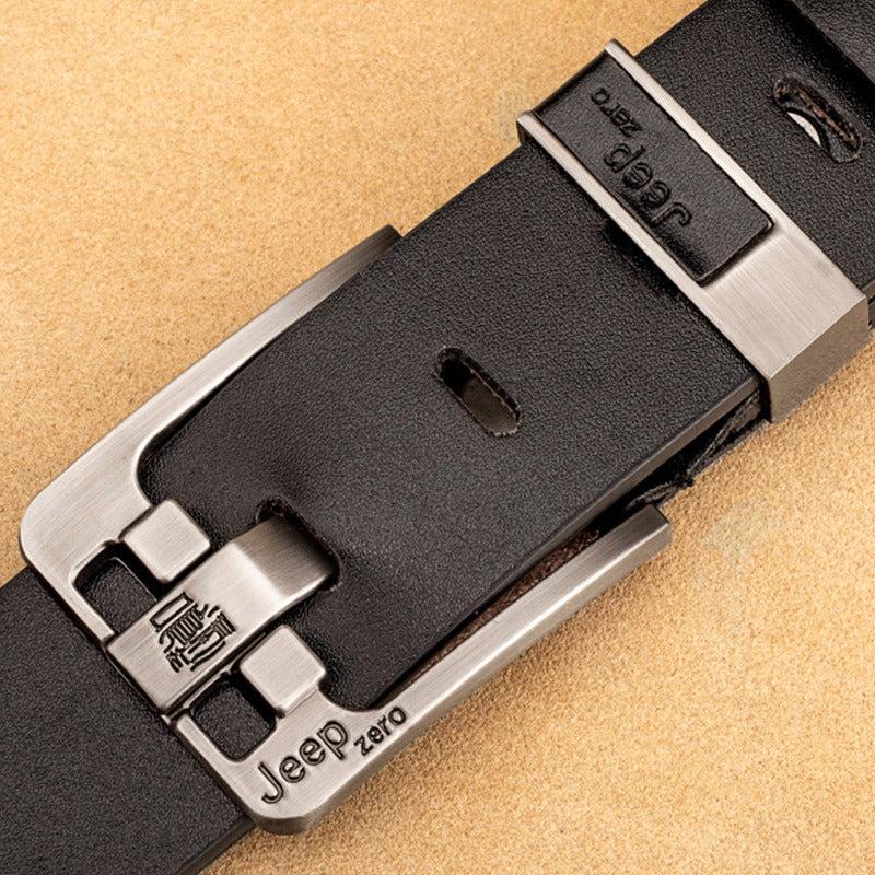 Men's Leather Waist Strap Belt with Pin Buckle