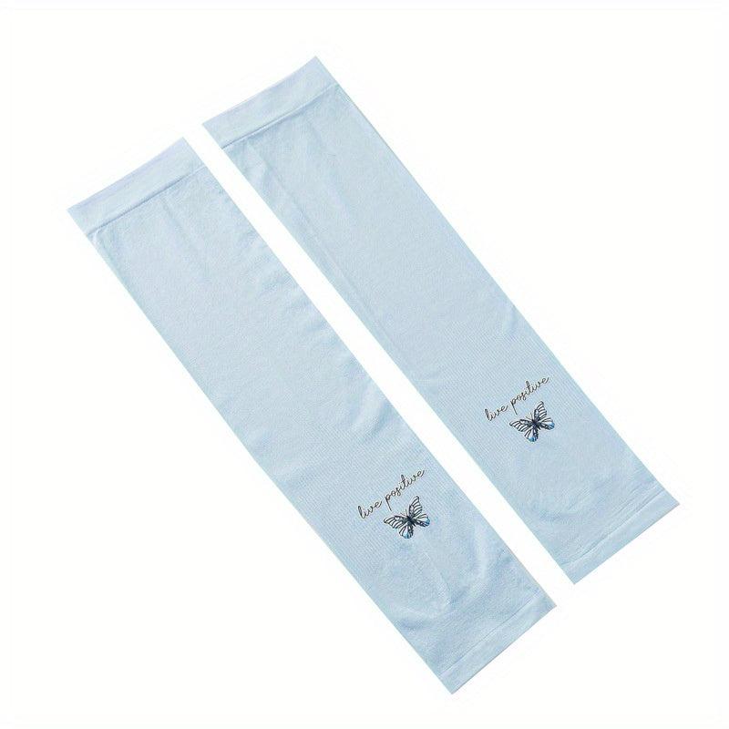 Butterfly Print Sunproof Sleeves Ice Silk UV Thin Breathable