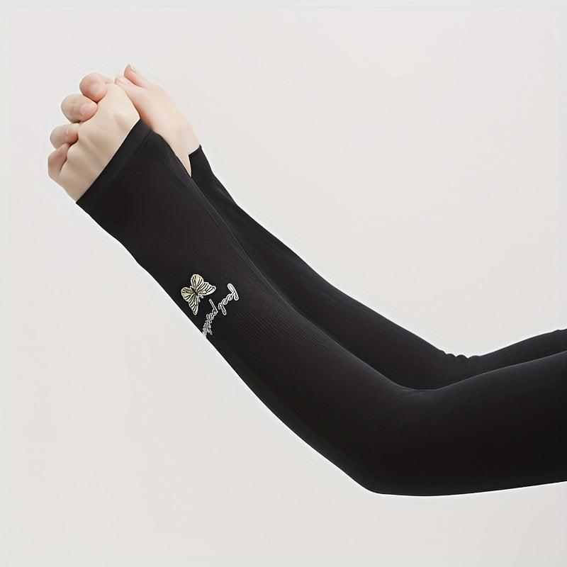 Butterfly Print Sunproof Sleeves Ice Silk UV Thin Breathable