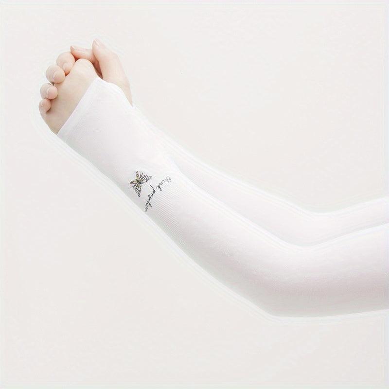 Butterfly Print Sunproof Sleeves Ice Silk UV Thin Breathable