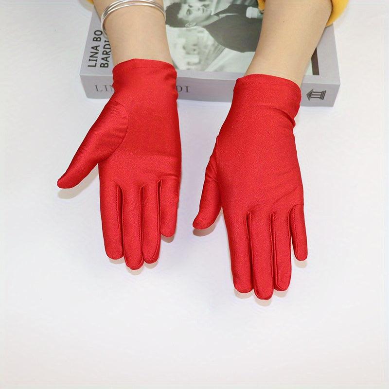 Bright Satin Solid Gloves Casual Sunscreen Driving Cycling Gloves Short