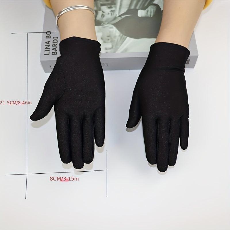 Bright Satin Solid Gloves Casual Sunscreen Driving Cycling Gloves Short