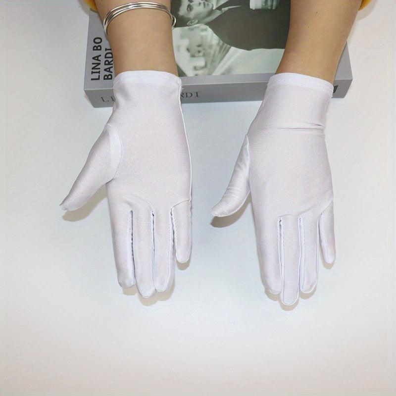 Bright Satin Solid Gloves Casual Sunscreen Driving Cycling Gloves Short