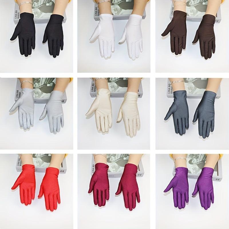 Bright Satin Solid Gloves Casual Sunscreen Driving Cycling Gloves Short