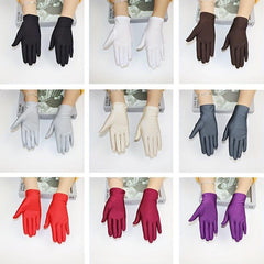 Bright Satin Solid Gloves Casual Sunscreen Driving Cycling Gloves Short