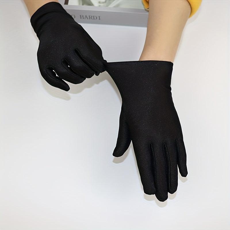 Bright Satin Solid Gloves Casual Sunscreen Driving Cycling Gloves Short