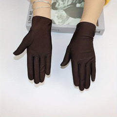 Bright Satin Solid Gloves Casual Sunscreen Driving Cycling Gloves Short