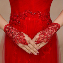 Bridal Wedding Lace Gloves Beaded Short Sequin Gloves