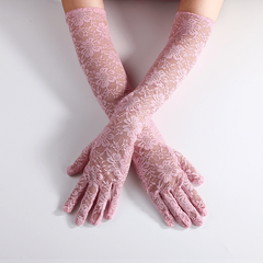 Lace Floral Long Gloves for Women Wedding Evening Prom
