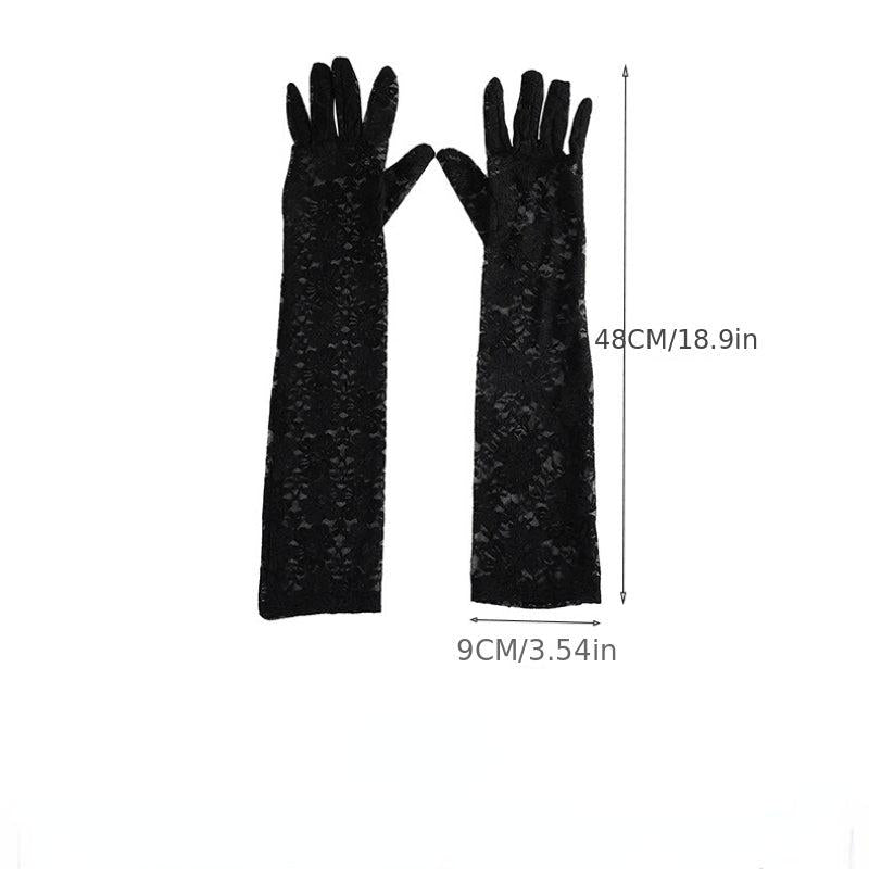 Lace Floral Long Gloves for Women Wedding Evening Prom