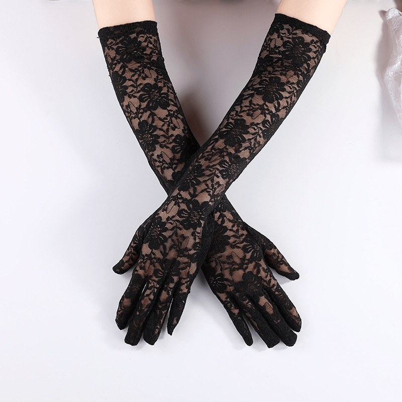 Lace Floral Long Gloves for Women Wedding Evening Prom