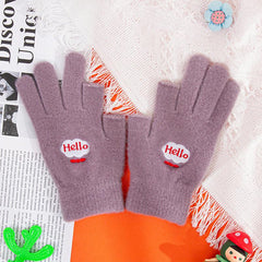 Women's Winter Embroidered Plush Thermal Gloves
