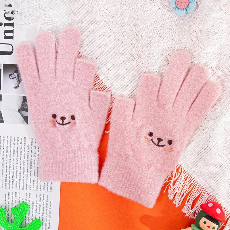 Women's Winter Embroidered Plush Thermal Gloves