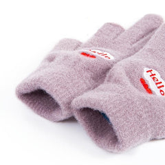 Women's Winter Embroidered Plush Thermal Gloves