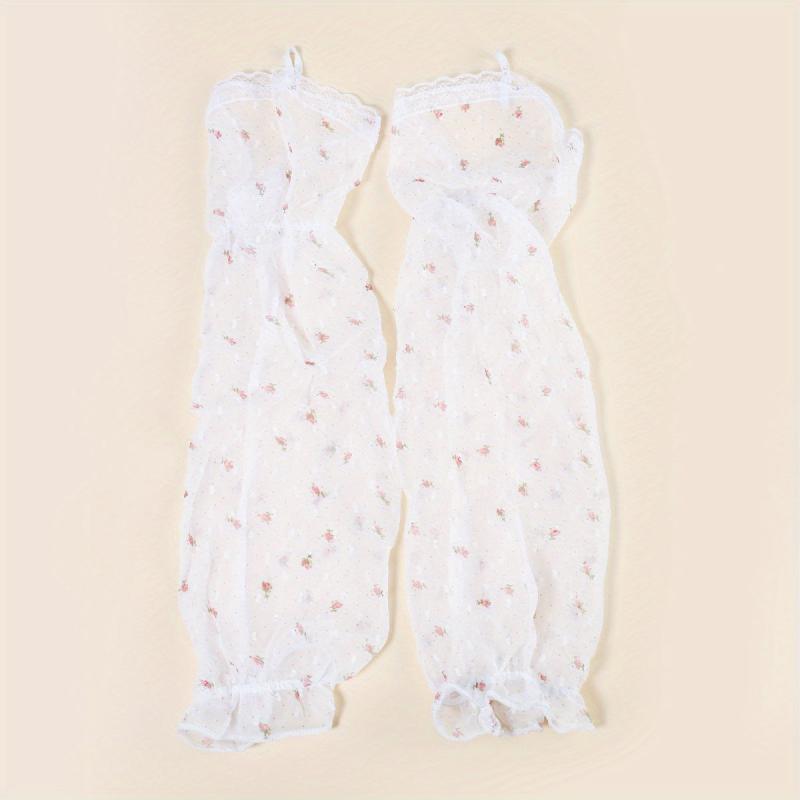 Pair Printed Extended Arm Sleeves Fingerless Gloves Summer Sunscreen
