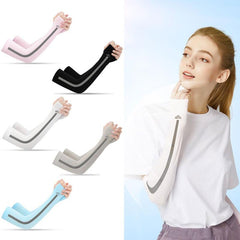 1 Pair Striped Sunscreen Arm Sleeves with Thumb Hole