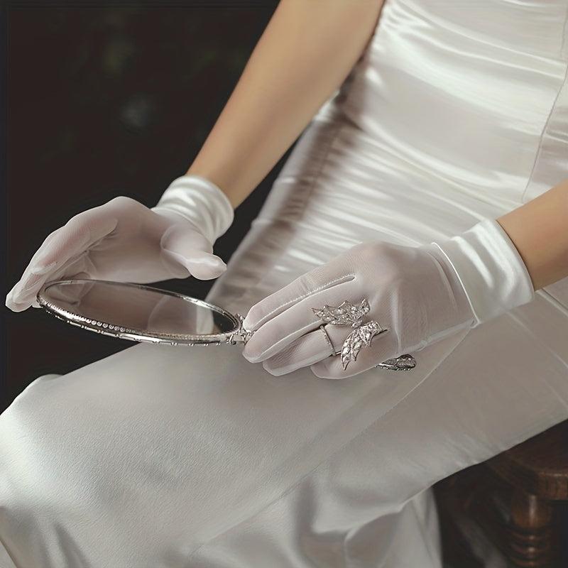 Satin Wedding Gloves Short Wrist Evening Party