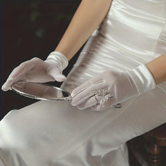 Satin Wedding Gloves Short Wrist Evening Party
