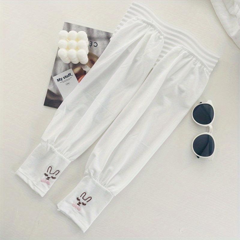 Embroidered Rabbit Ice Sleeve UV Protection Arm Guard Sleeve Women