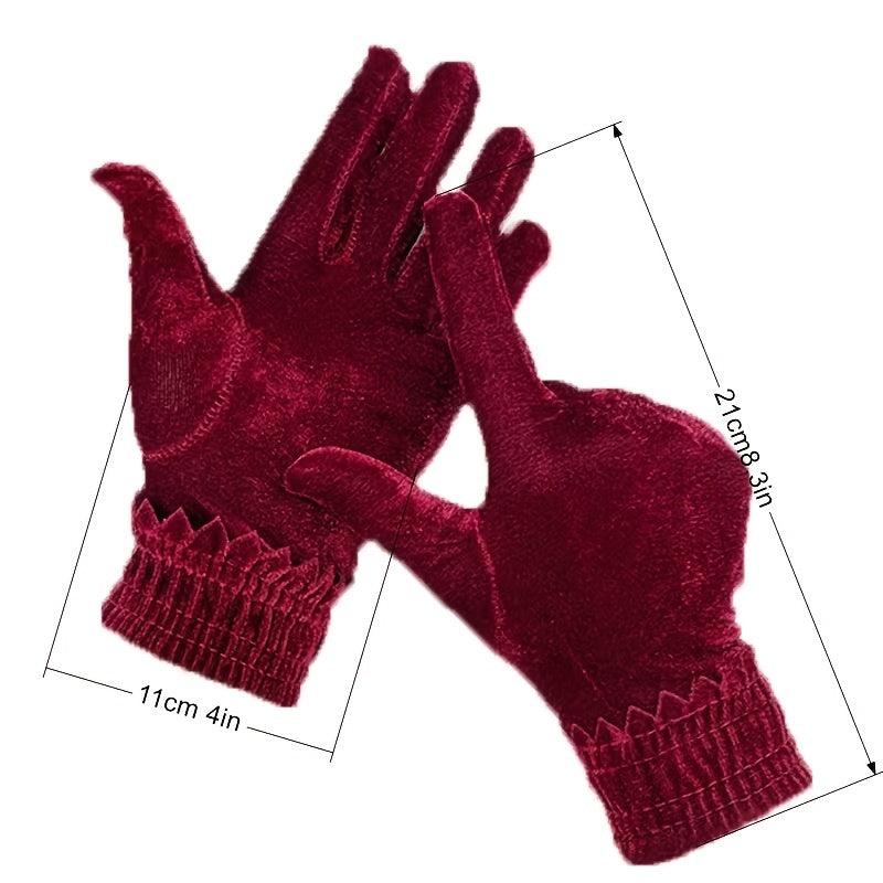 Winter Gloves Solid Warm Gloves for Women Girls Outdoor