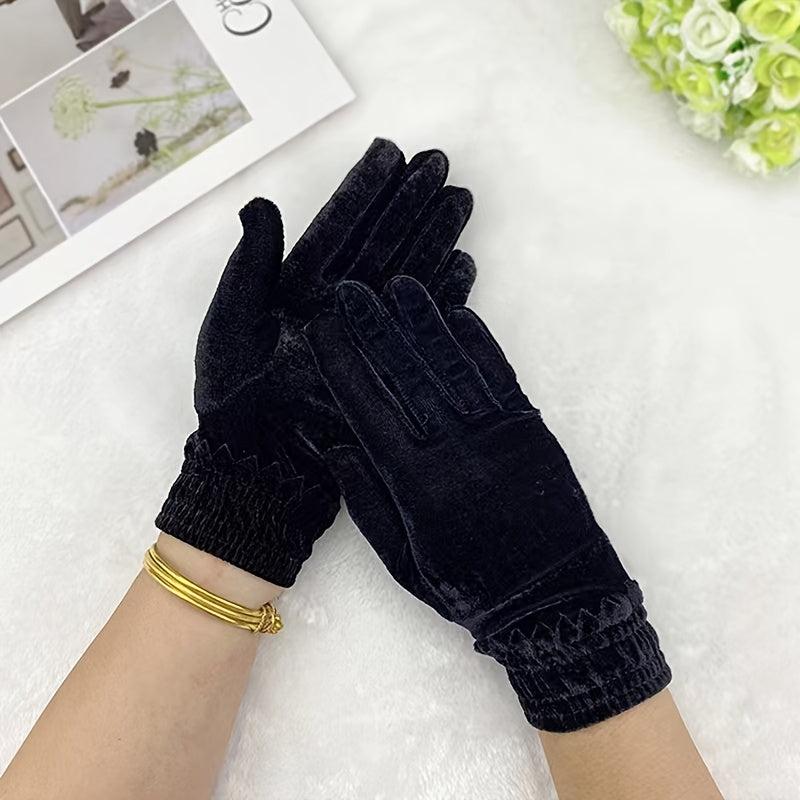 Winter Gloves Solid Warm Gloves for Women Girls Outdoor
