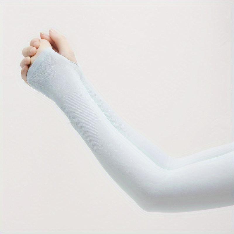 Ice Silk Sleeves Sunproof Elastic UV Protection Thin Breathable Solid Sleeves
