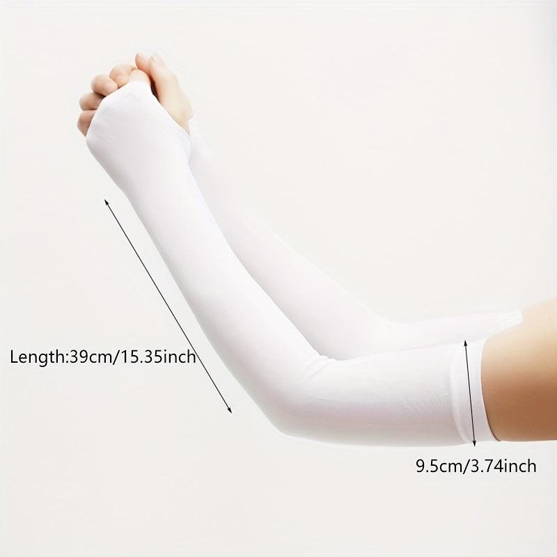 Ice Silk Sleeves Sunproof Elastic UV Protection Thin Breathable Solid Sleeves