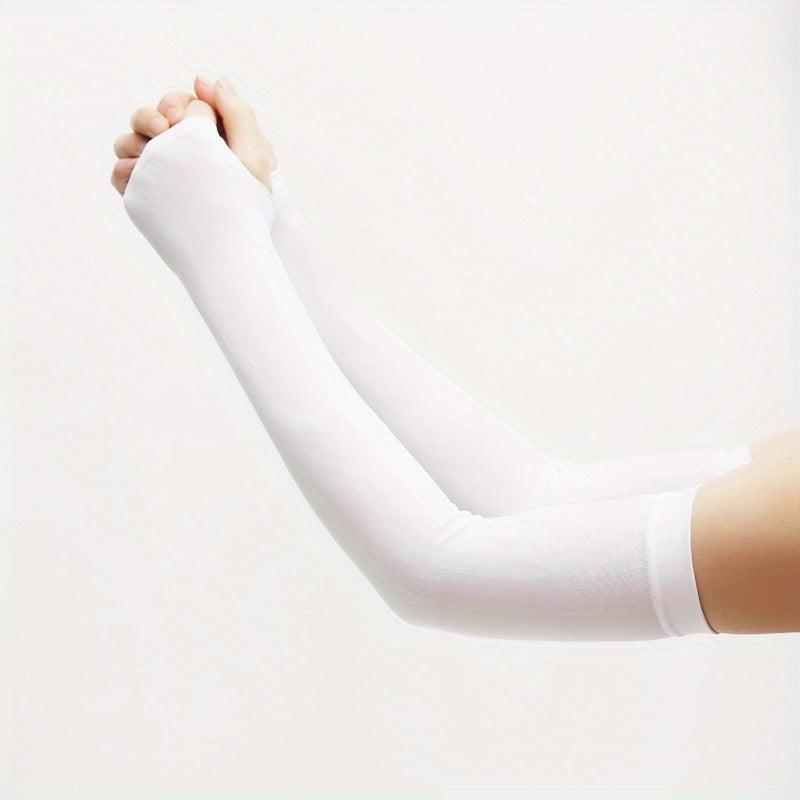 Ice Silk Sleeves Sunproof Elastic UV Protection Thin Breathable Solid Sleeves