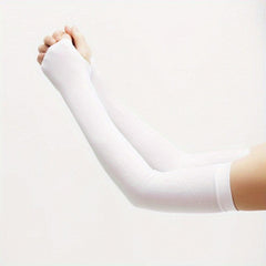 Ice Silk Sleeves Sunproof Elastic UV Protection Thin Breathable Solid Sleeves