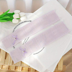 Lace Arm Sleeves Faux Pearl Decor UV Protection Women Gloves