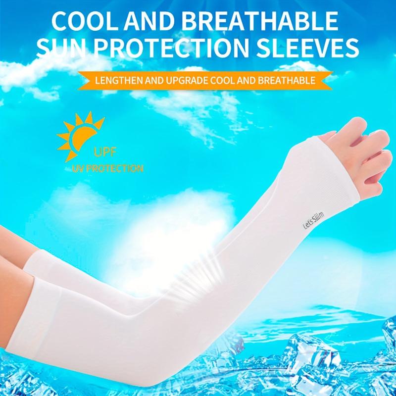 2pairs Ice Sleeve Sunscreen Arm Sleeves UV Protection Gloves Men Women