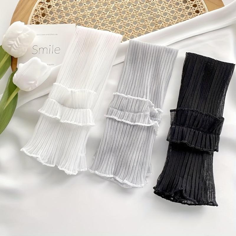 Breathable Ice Sleeves Lace Ruffles UV Protection Arm Sleeves