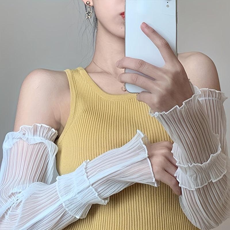 Breathable Ice Sleeves Lace Ruffles UV Protection Arm Sleeves