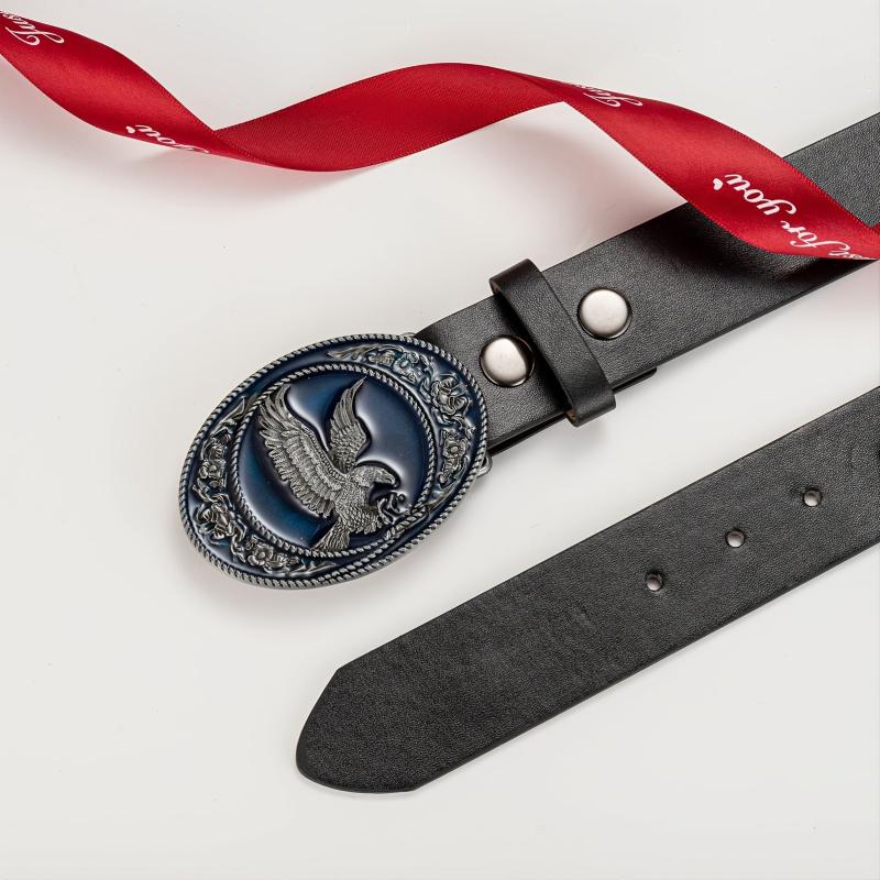 Men's Leather Bronze Eagle Buckle Belt - Gift for Boyfriend and Father