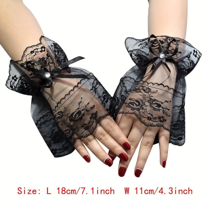 Sweet Lolita Lace Wrist Bow Gloves