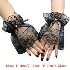 Sweet Lolita Lace Wrist Bow Gloves