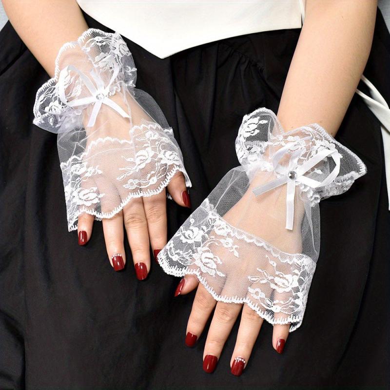 Sweet Lolita Lace Wrist Bow Gloves