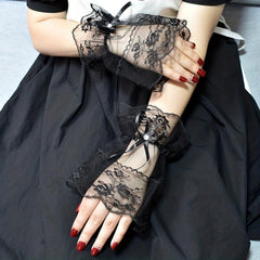 Sweet Lolita Lace Wrist Bow Gloves