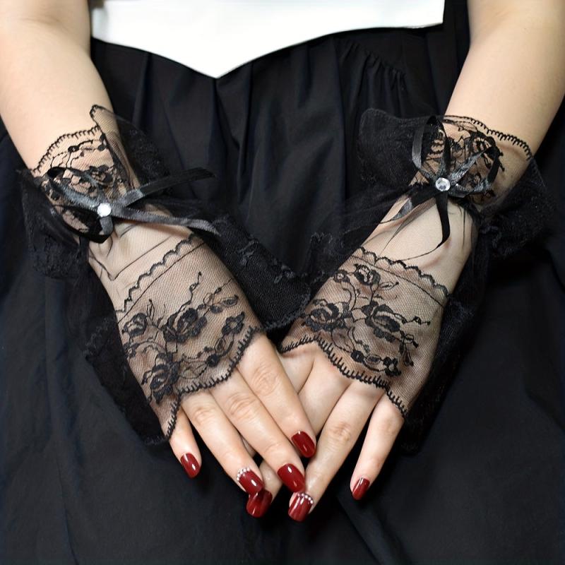 Sweet Lolita Lace Wrist Bow Gloves