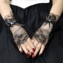 Sweet Lolita Lace Wrist Bow Gloves