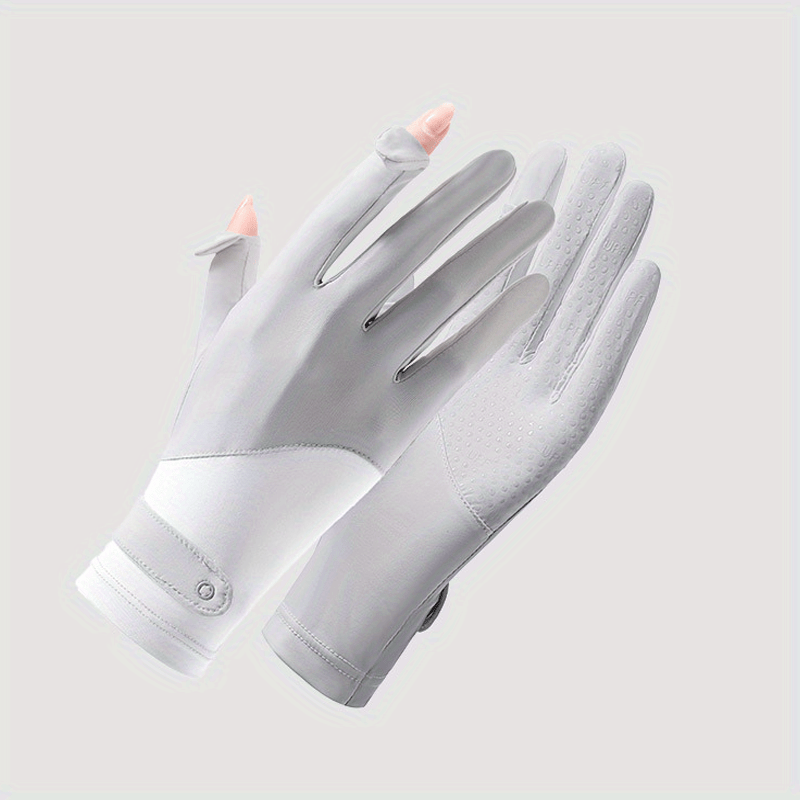 Ice Silk Short Gloves Thin Breathable Sunshade Elastic Flip Gloves For Women