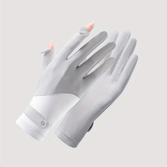 Ice Silk Short Gloves Thin Breathable Sunshade Elastic Flip Gloves For Women