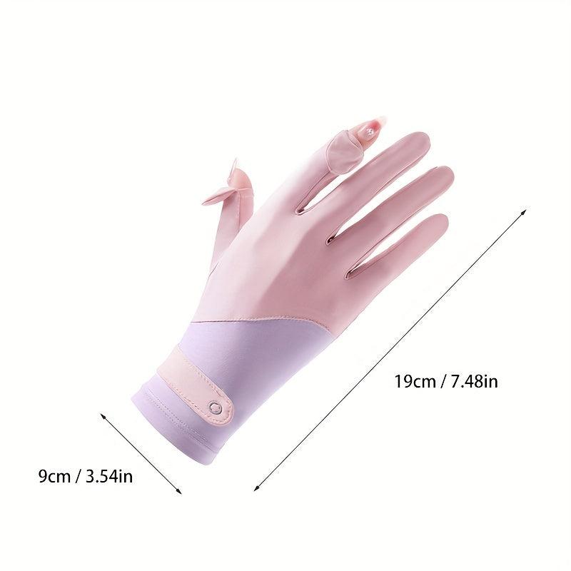 Ice Silk Short Gloves Thin Breathable Sunshade Elastic Flip Gloves For Women