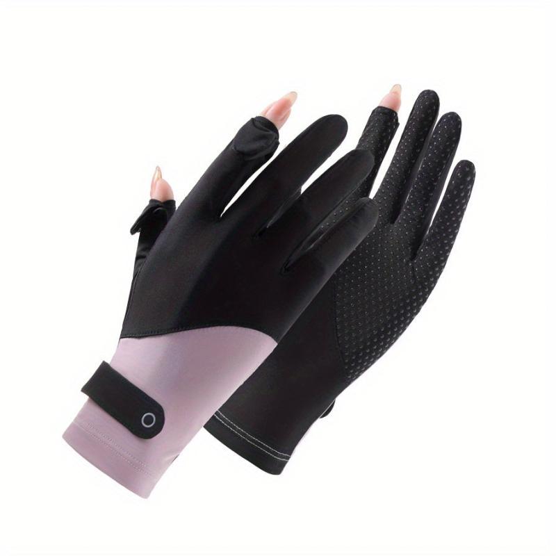 Ice Silk Short Gloves Thin Breathable Sunshade Elastic Flip Gloves For Women
