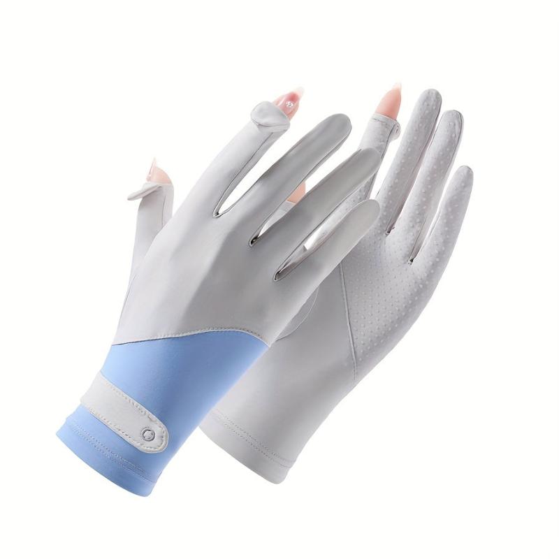 Ice Silk Short Gloves Thin Breathable Sunshade Elastic Flip Gloves For Women