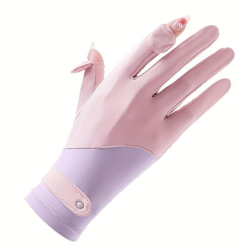 Ice Silk Short Gloves Thin Breathable Sunshade Elastic Flip Gloves For Women