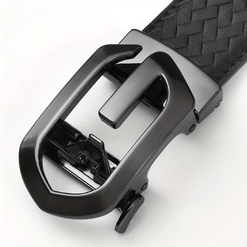 Men's Cowhide Belt w/Automatic Buckle Classic Woven Pattern